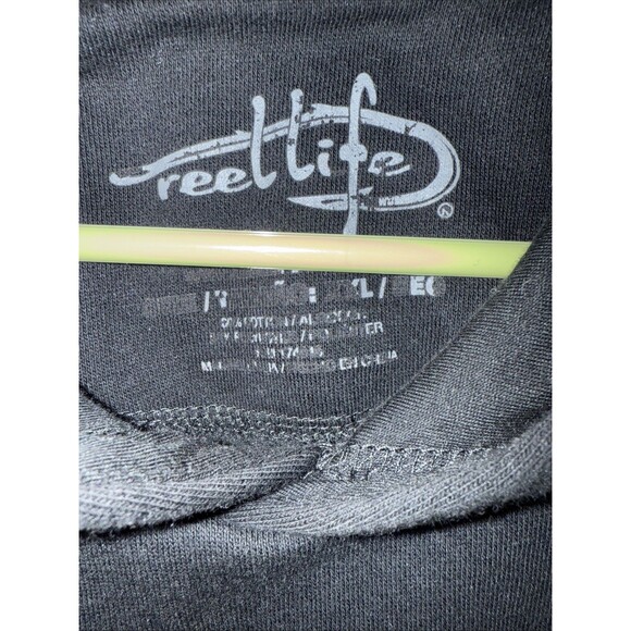 Reel Life Black Graphic Hoodie Sweatshirt Sz XXL Men’s Fishing Campfire Camping - Picture 6 of 6